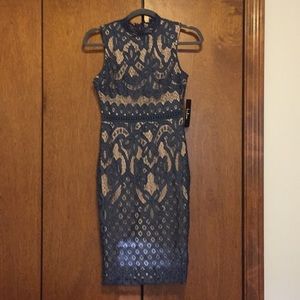 Lulus Adra Dusty Blue Lace Midi Dress